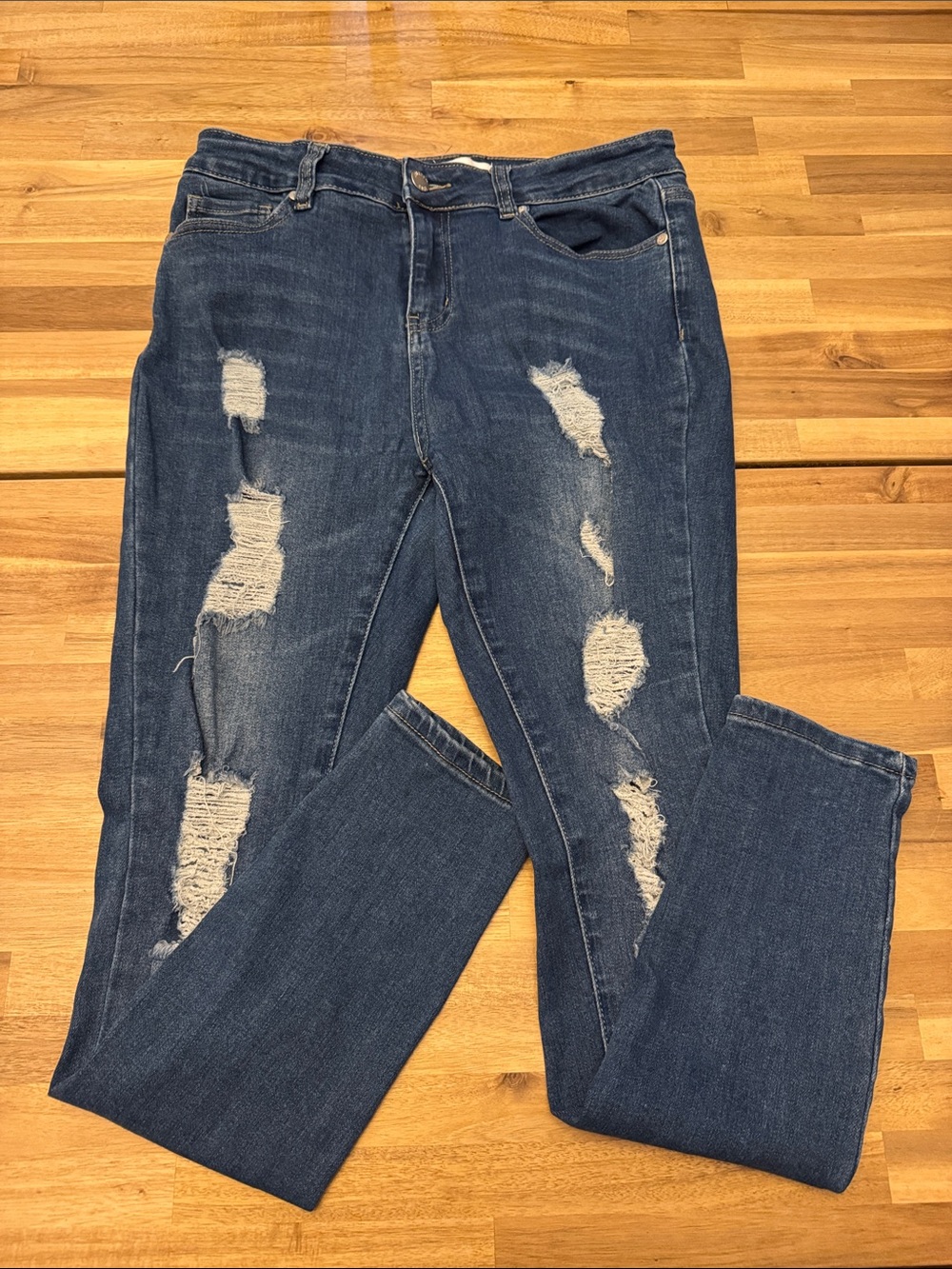 William Rast Distressed Dark Blue Stretchy Skinny Jeans - Size 28